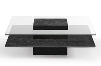 Modrest Clarion Modern Grey Elm & Glass Coffee Table