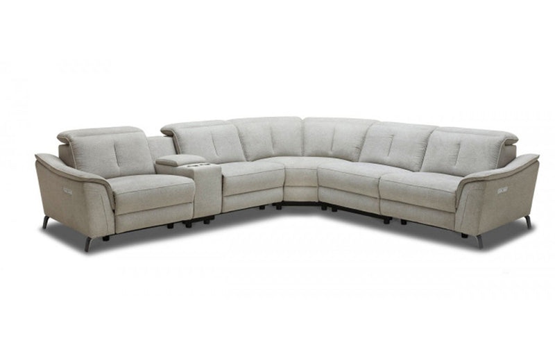 Divani Casa Lloyd Modern Grey Fabric Sectional with Recliners + Console