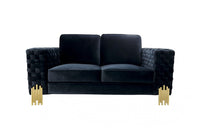 Divani Casa Lori Modern Velvet Glam Black & Gold Loveseat