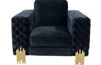 Divani Casa Lori Modern Velvet Glam Black & Gold Chair