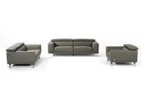 Garrett Modern Dark Grey Eco-Leather Sofa Set