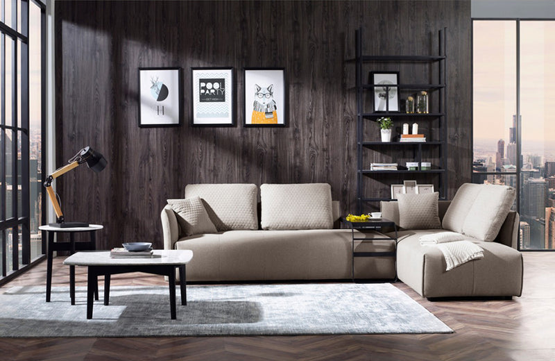 Divani Casa Polson Modern Light Grey Fabric Modular  Sectional Sofa Bed