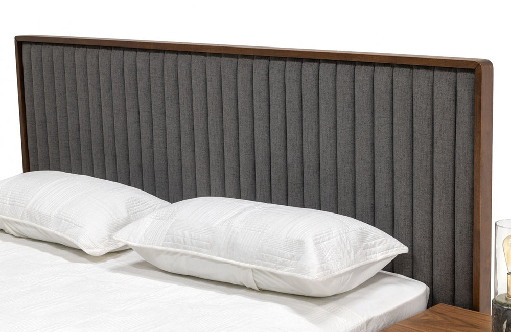 Nova Domus Metcalf MidCentury Walnut & Grey Bed Paramus Mega Furniture