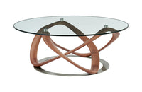 Modrest Michele Modern Glass + Walnut Coffee Table
