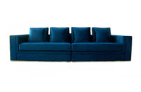 Divani Casa Mobray Glam Blue & Gold Fabric Sofa