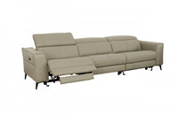 Divani Casa Nella Modern Light Grey Leather Sofa w/ Electric Recliners