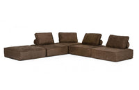 Divani Casa Nolden Modern Brown Fabric Modular Sectional Sofa
