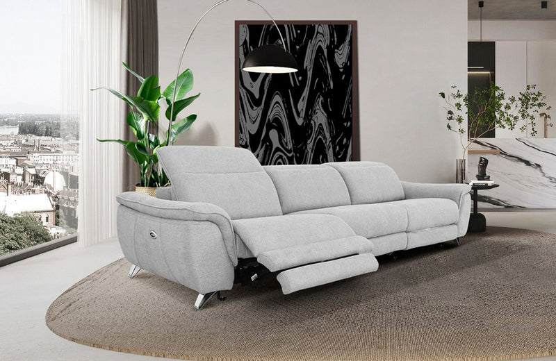 Divani Casa Paul Contemporary Grey Fabric Sofa w/ Electric Recliners