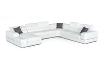 Divani Casa Pella Modern White Italian Leather U Shaped Sectional Sofa