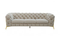 Divani Casa Quincey Transitional Beige Velvet Sofa