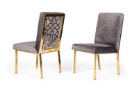 Modrest Reba Modern Grey Velvet & Gold Dining Chair (Set of 2)