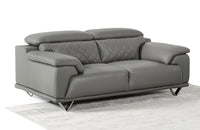 Divani Casa Wolford Modern Grey Leather Loveseat