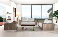 Paul Modern Bronze & White Leather Sofa Set