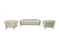 Divani Casa Stella Transitional Beige Velvet Sofa Set
