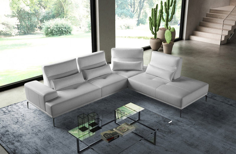 Coronelli Collezioni Sunset Contemporary Italian White Leather Sectional Sofa