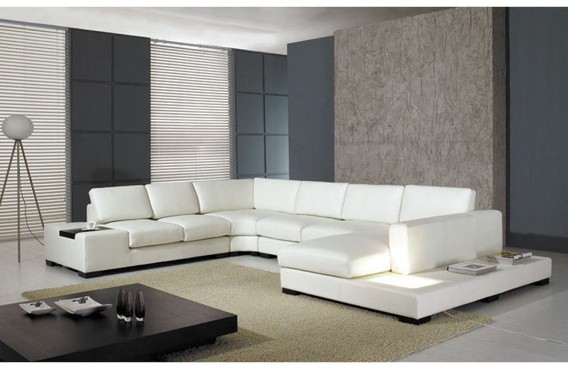 Divani Casa T35 Modern Bonded Leather Sectional Sofa With Light