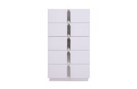 Modrest Token Modern Glossy White & Stainless Steel Chest