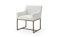 Modrest Elijah Modern Off White & Copper Antique Brass Dining Chair