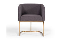 Modrest Yukon Modern Grey Fabric & Antique Brass Dining Chair