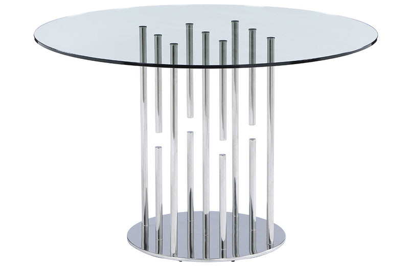 1158 Dining Table 48" Round Clear Tempered Glass Top