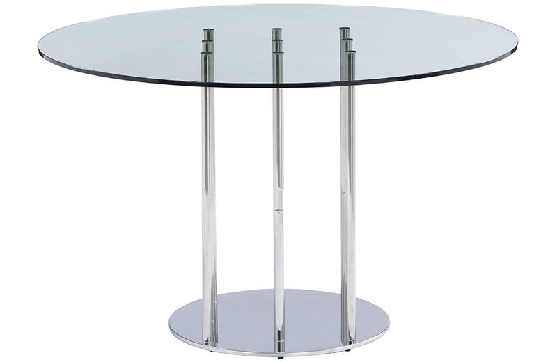 1158 Dining Table 48" Round Clear Tempered Glass Top