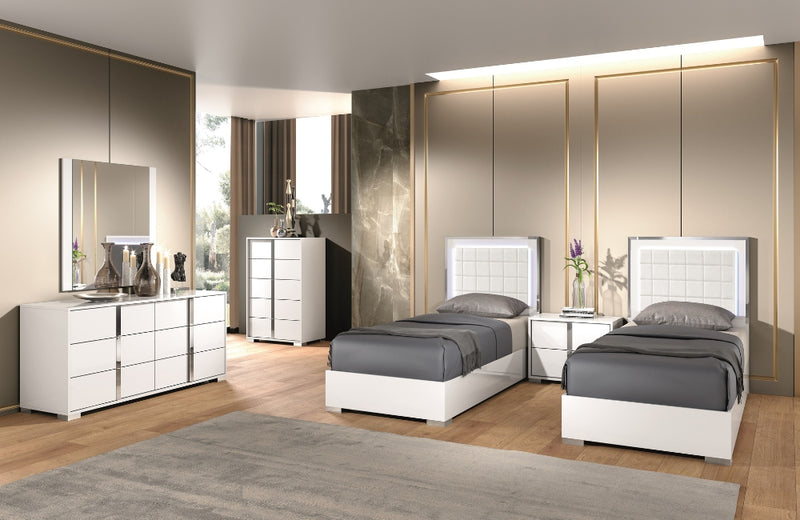 Freya Modern Bed White High Gloss