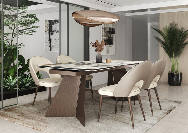 Dante Ceramic Dining Table with Modena Beige Chairs