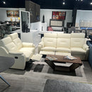 Verona Cream Italian Leather Reclining Sofa Set