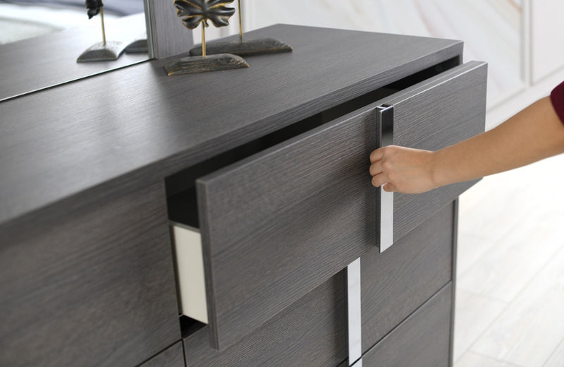 Maisie Modern Dresser and Mirror Matt Grey Oak