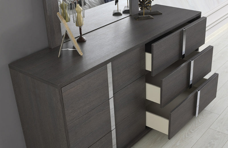Maisie Modern Dresser and Mirror Matt Grey Oak