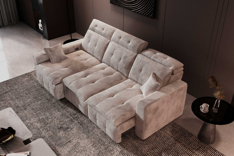 Aldo Sliding Seat Fabric Sectional Sofa with Storage