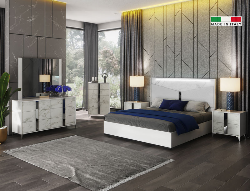 Antonella White Marble Modern 5pc  Bedroom Set Special