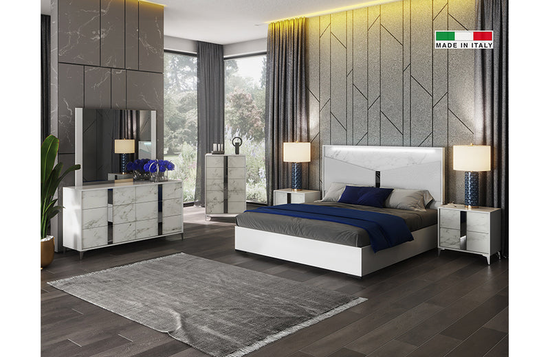 Antonella White Marble Modern Bed