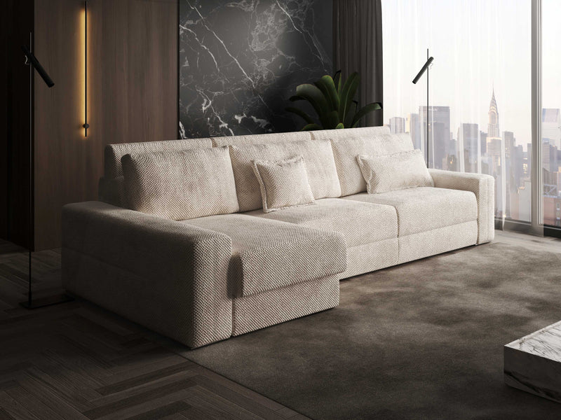 Aria Functional Fabric Sectional Sofa with bed and storage