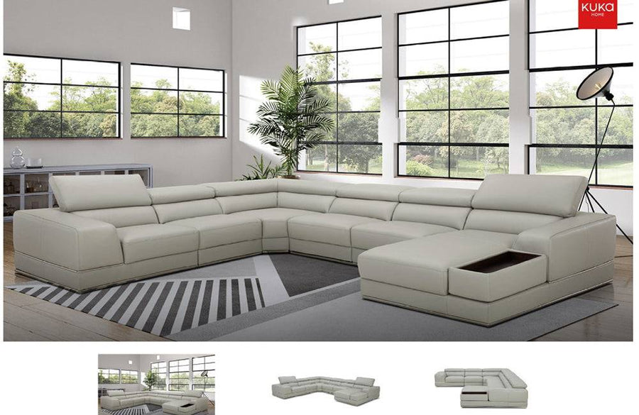 1576 Sectional Sofa Right by Kuka Grey | Paramus Mega Furniture