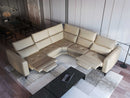 FERRARA BEIGE LEATHER SECTIONAL WITH 3 POWER RECLINERS