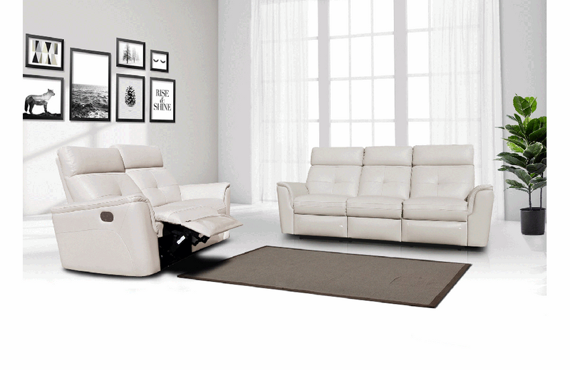 8501 White w/Manual Recliners Sofa Set