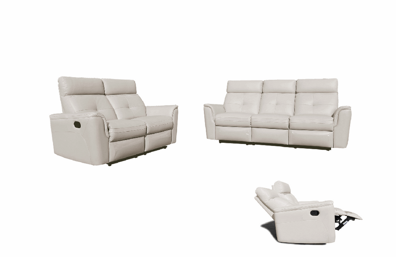 8501 White w/Manual Recliners Sofa Set