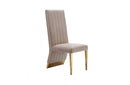 Modrest Keisha Modern Beige Velvet and Gold Dining Chair Set of 2