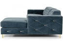 Divani Casa Chesterfield Blue Velvet Right Facing Sectional Sofa