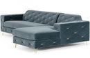 Divani Casa Chesterfield Blue Velvet Right Facing Sectional Sofa