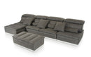 David Ferrari Panorama Italian Modern Grey Fabric & White Leather Configurable Sectional Sofa