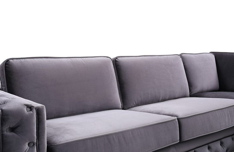 Divani Casa Jean Modern Grey Velvet Sectional Sofa