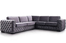 Divani Casa Jean Modern Grey Velvet Sectional Sofa