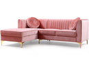 Divani Casa Rachel Modern Pink Velvet Left Facing Sectional Sofa
