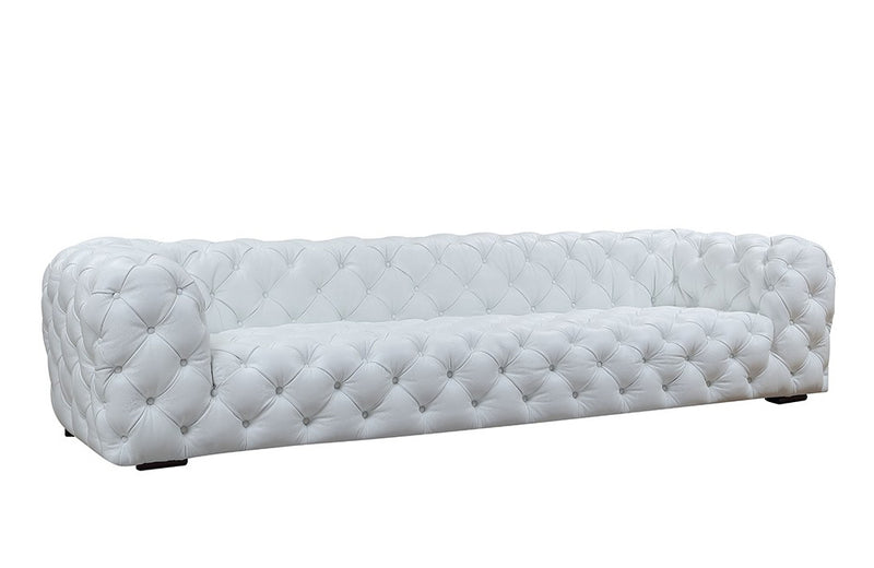 Divani Casa Dexter Transitional White Full Italian Leather 4 Seater Sofa