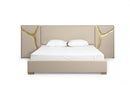 Modrest Aspen Eastern King Glam Beige Bonded Leather & Gold Bed