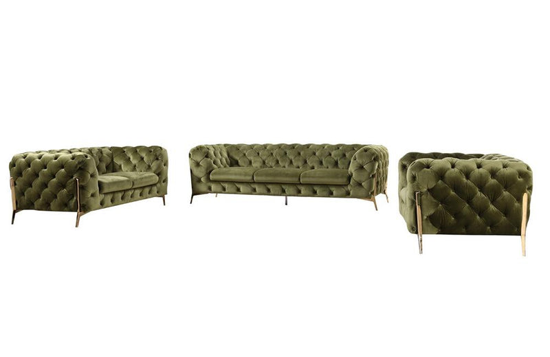 Athena Modern Green Fabric Sofa Set