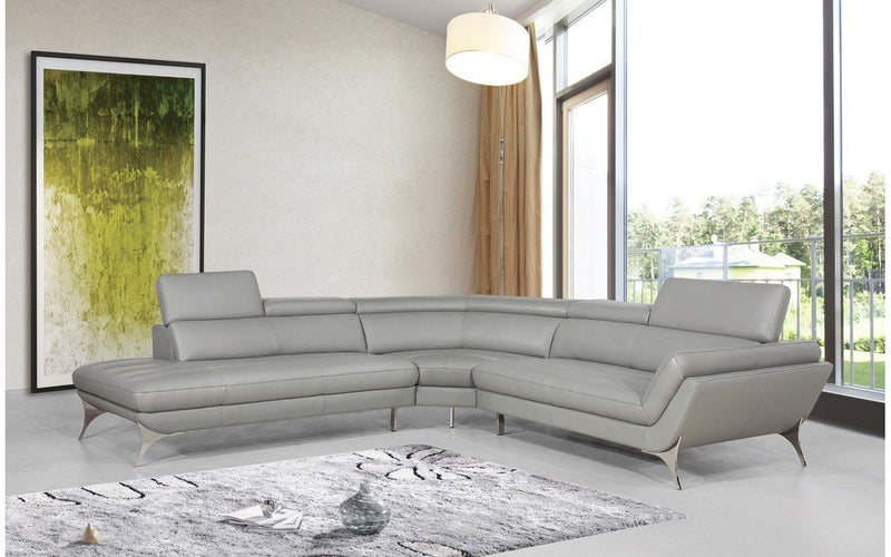 Divani Casa Graphite Modern Grey Leather Sectional Sofa