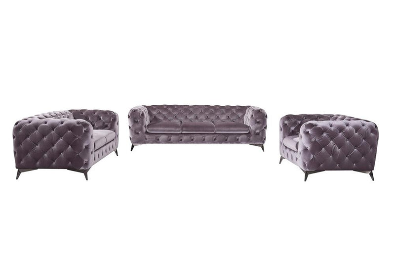 Esmeralda Modern Grey Fabric Sofa Set